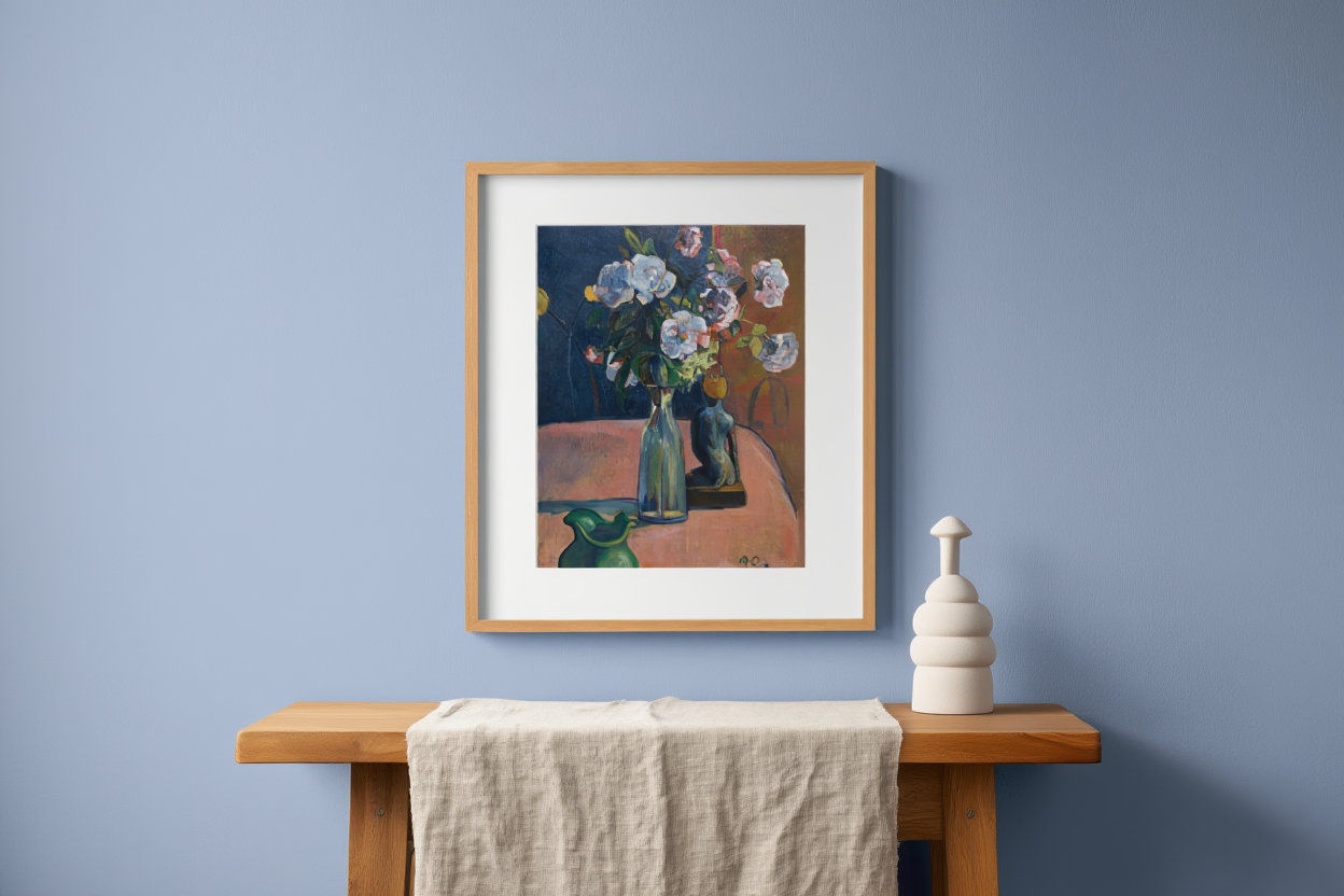 Paul Gauguin – Roses and Statuette - Iconic Post-Impressionist Art Print