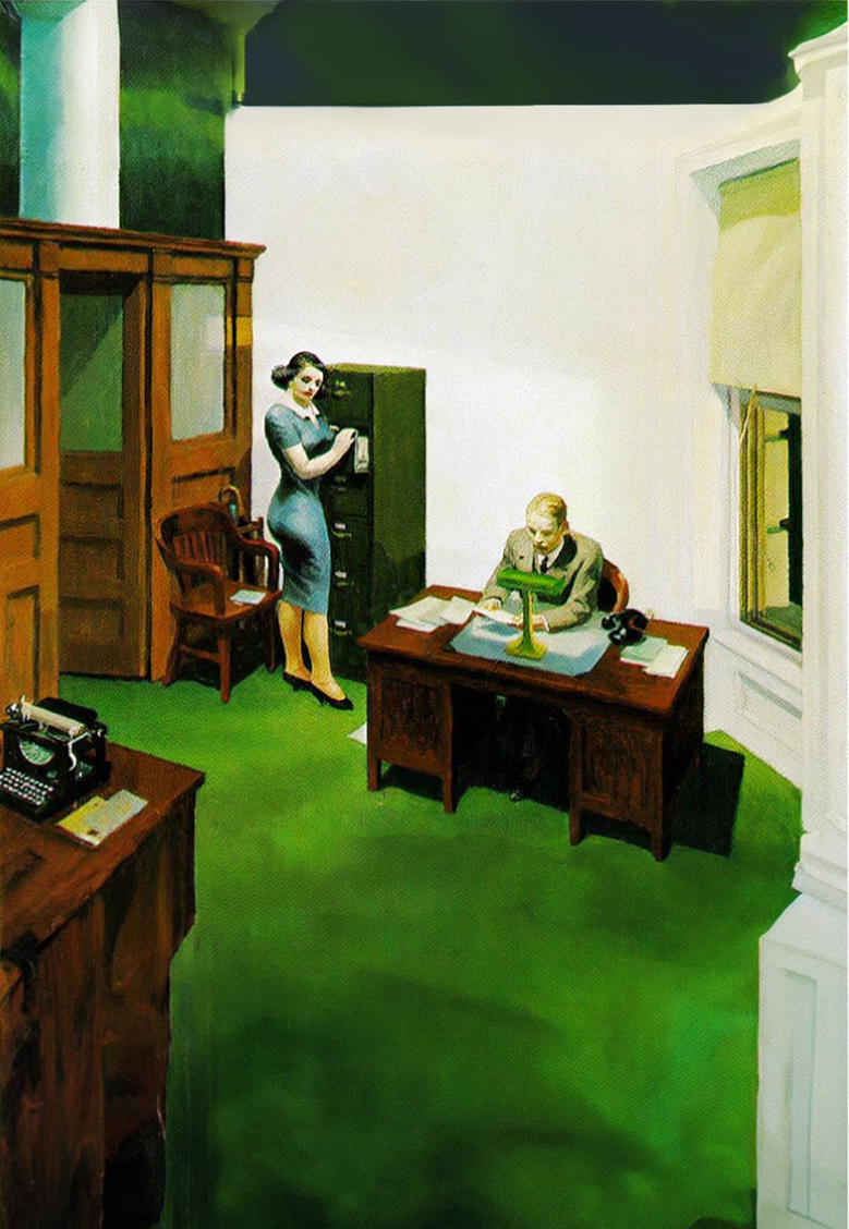 Canvas Print Office at Night by Edward Hopper – Modern American Art