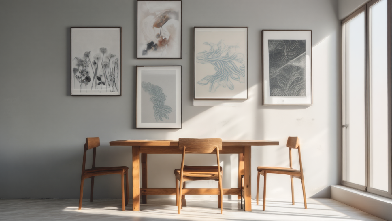 Vintage Floral Lines – 5-Piece Minimalist Wall Art Set