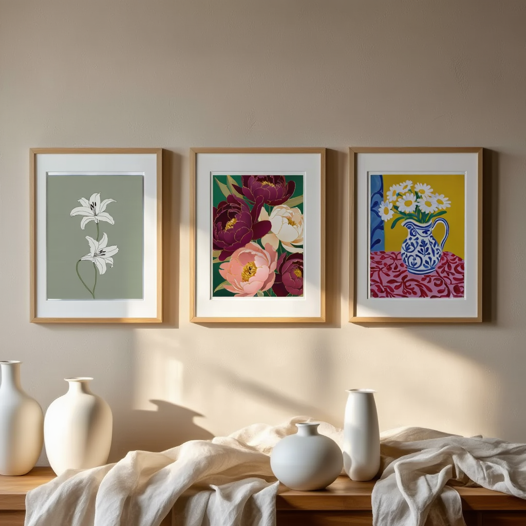Floral Harmony – 3 Botanical Art Prints