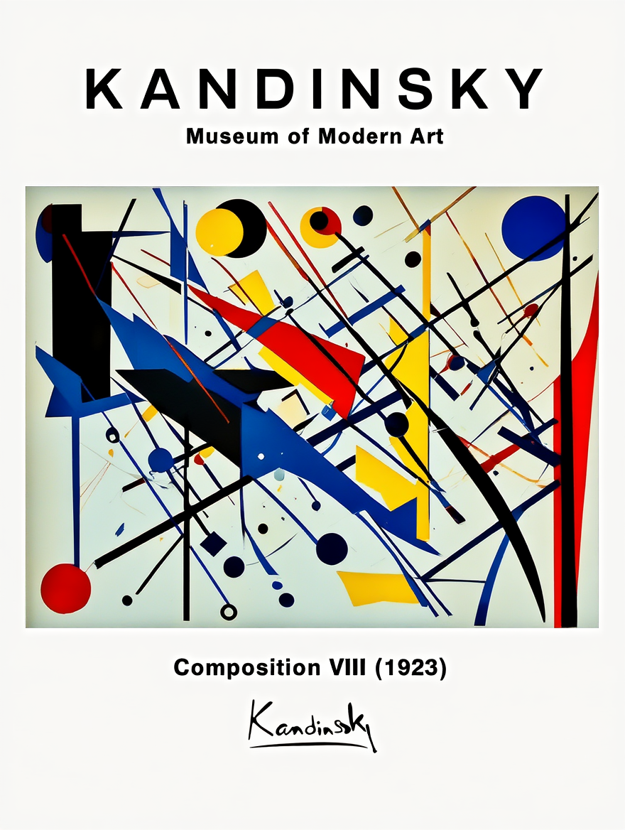 Kandinsky Geometric Abstract – 6 Modern Bauhaus Prints -Colorful Composition Gallery Wall Set for Living Room, Bedroom, or Office