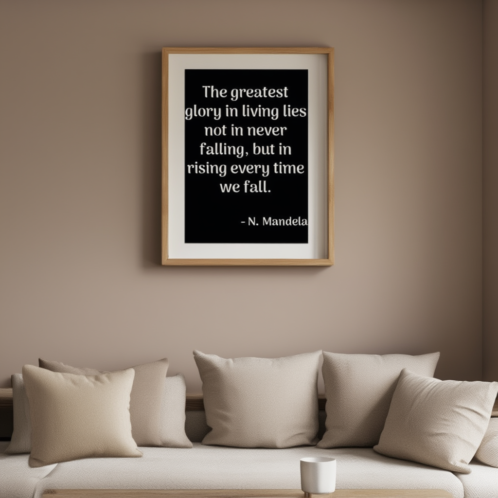 The Greatest Glory In Living Lies Not In Never Falling, But In Rising Every Time We Fall Poster