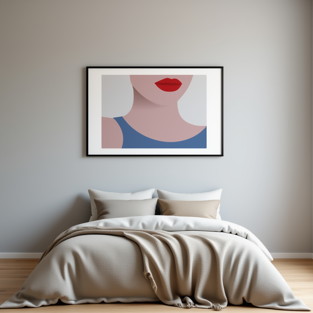 Woman with Red Lips – Minimalist Line Art Portrait