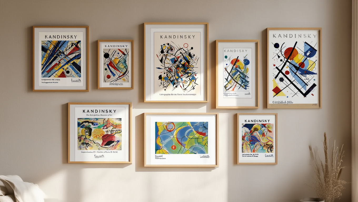 Kandinsky Abstract Geometry  – 6 Colorful Bauhaus Prints | Modern Gallery Wall Décor for Living Room, Bedroom & Office
