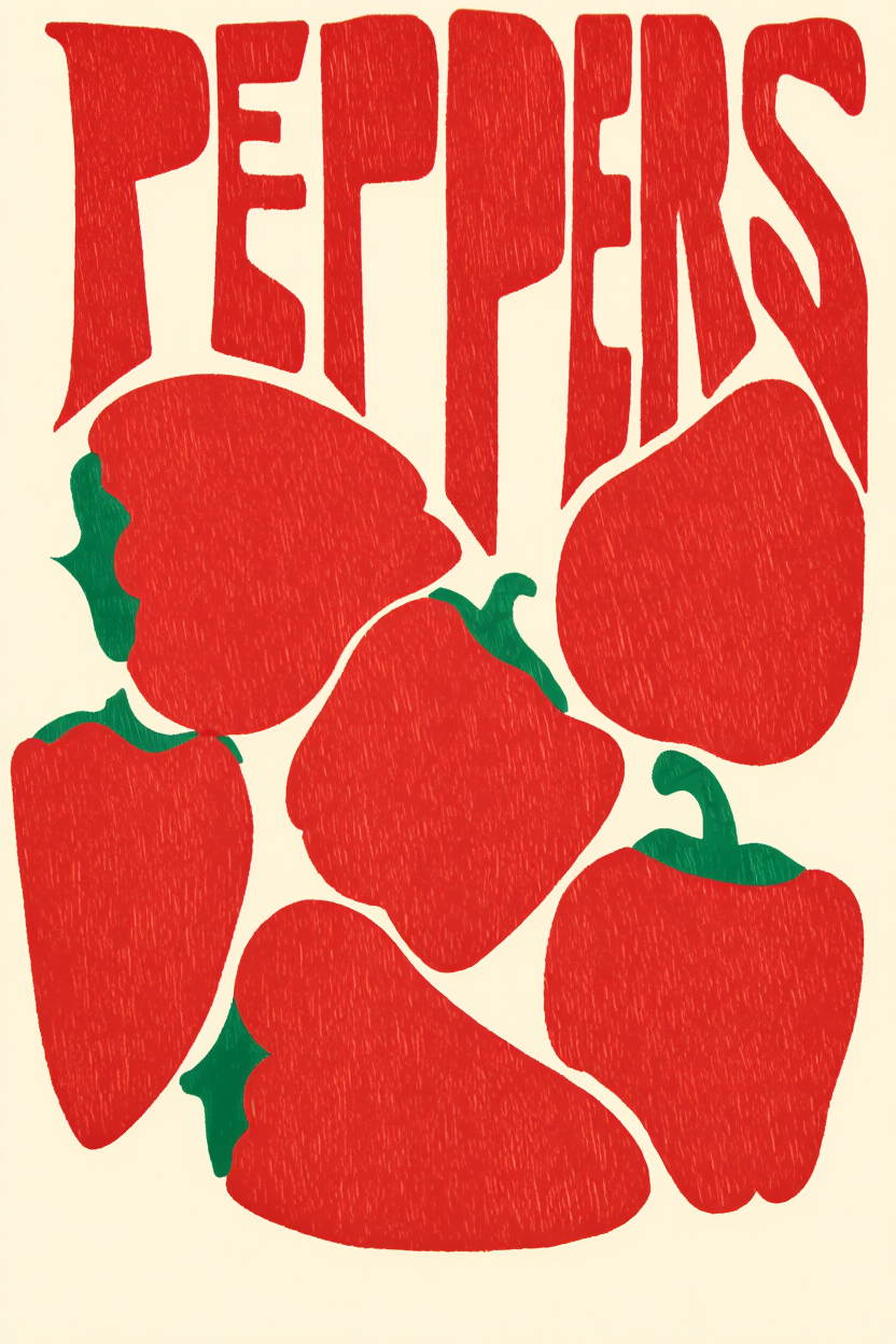 Set of 4 Paprika Spicy Hot Pepper Prints – Vibrant Culinary Wall Art - Hakyarts