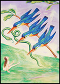 The Abducted Serpent by Nils Dardel – Modernist Figurative Art Print - Hakyarts