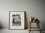 Starry Night – Vincent van Gogh Black & White Poster | Post-Impressionist Night Sky Art Print