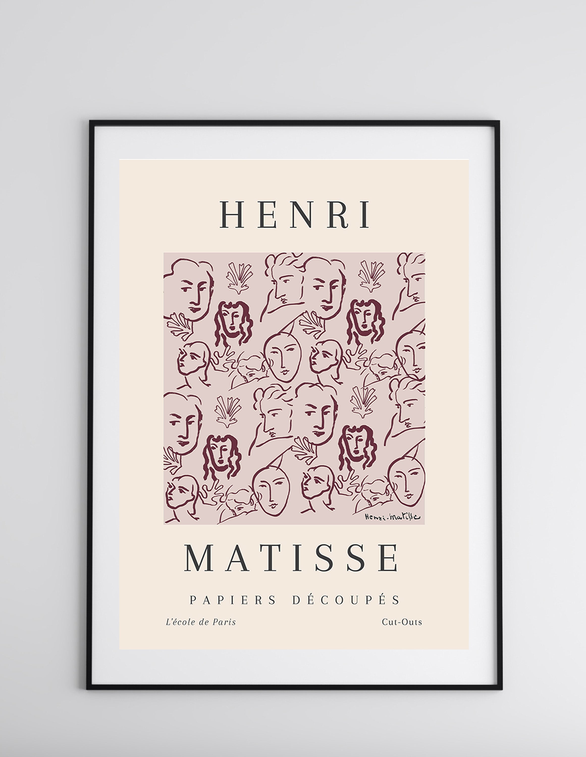 Modern botanical wall print in blush tones for living room decor