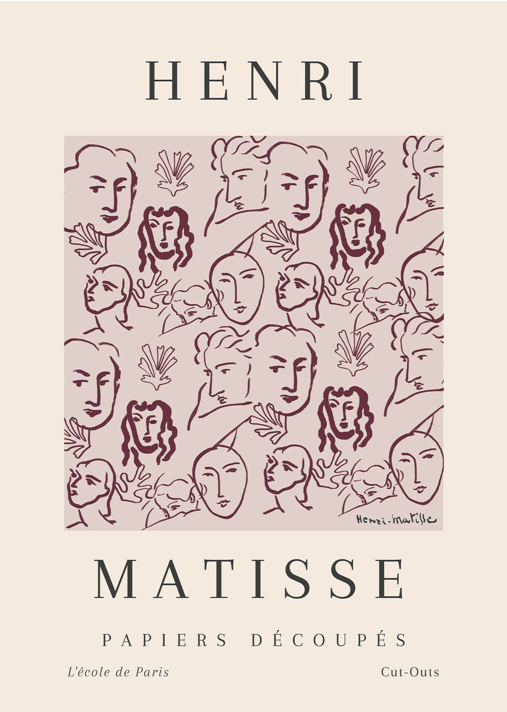 Blush and beige botanical art print modern floral wall decor