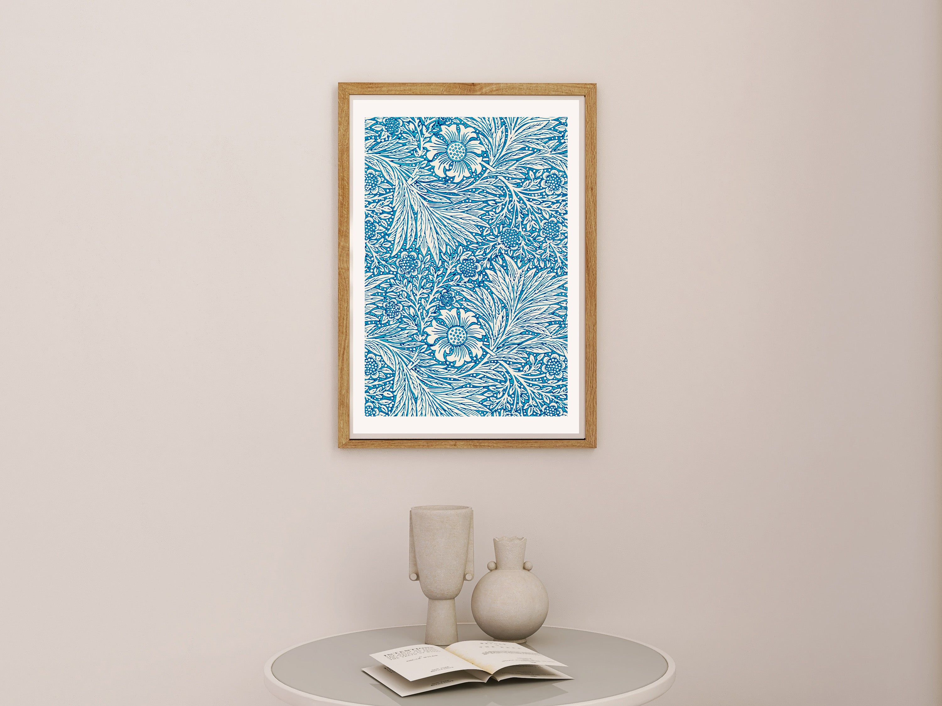 Turquoise Fragments  Textured Abstract Print in Blue