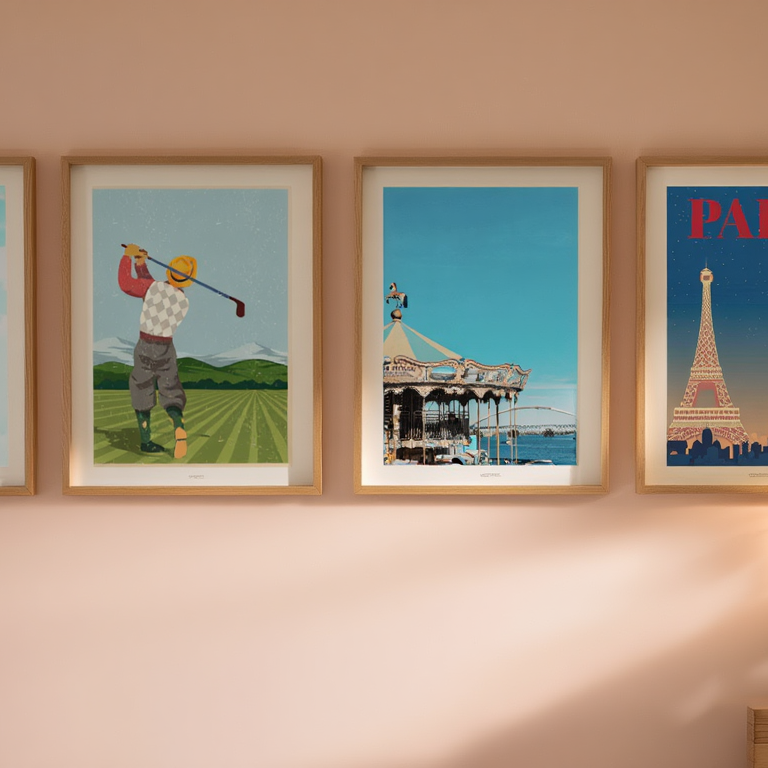 Retro Revival – 4-Piece Mid-Century Wall Art Set