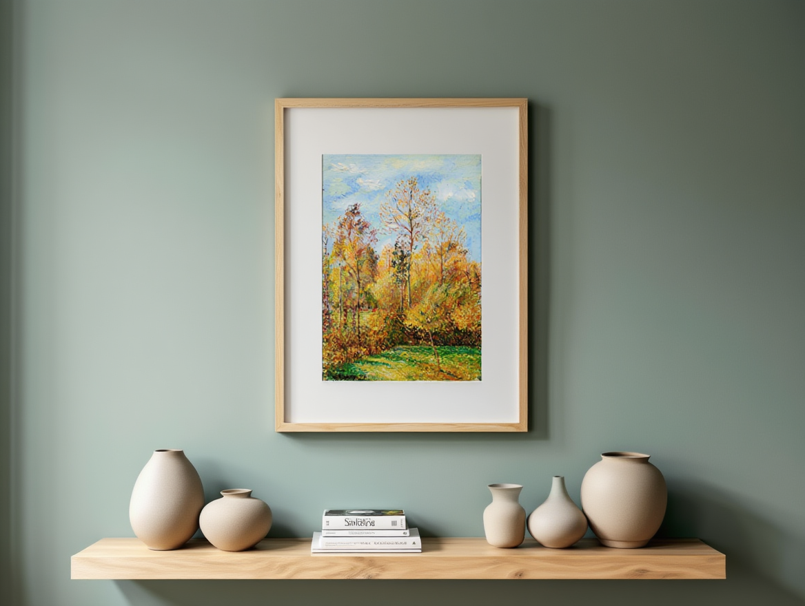 Autumn, Poplars, Eragny by Camille Pissarro (1894) – Vintage Impressionist Landscape Art Print