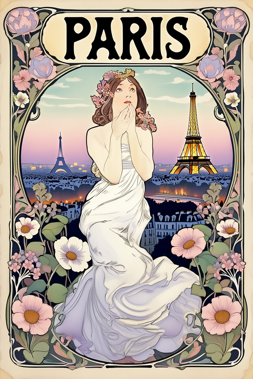 Alphonse Mucha Home Décor Set – 4 Art Nouveau Prints