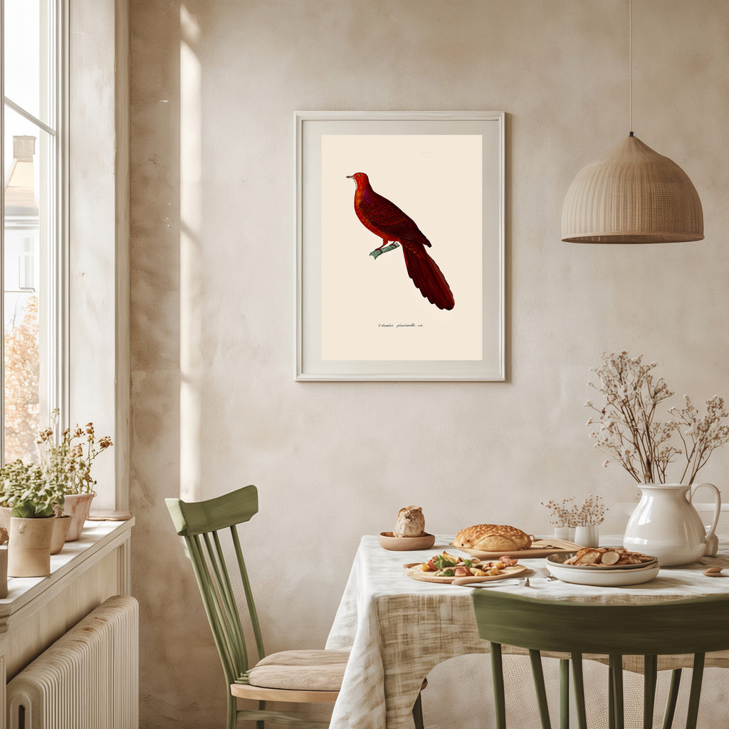 Red Parrot Minimal Print – Modern Tropical Bird Illustration | Sleek Minimalist Wall Art