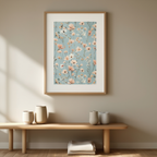Blue Floral Print – Elegant Botanical Art Poster