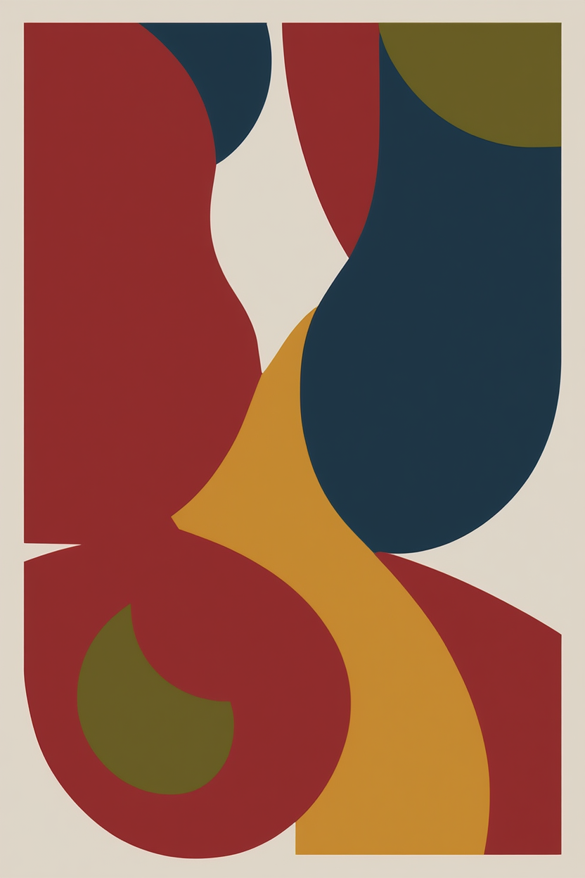 Set of 4 Geometric Figurative Art Prints – Modern Abstract Wall Art Collection - Hakyarts