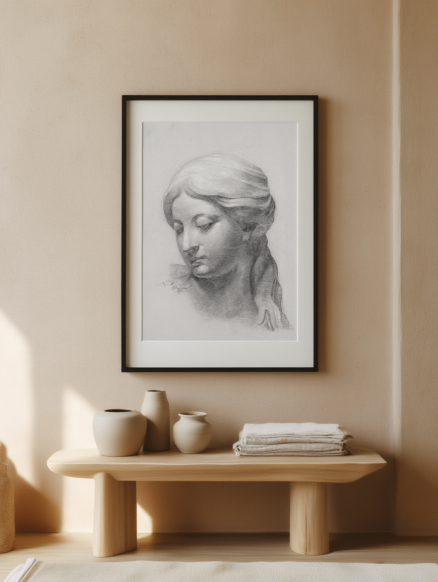 Marble Bust Fine Art Print – Classical Sculpture Illustration | Elegant Vintage Wall Art