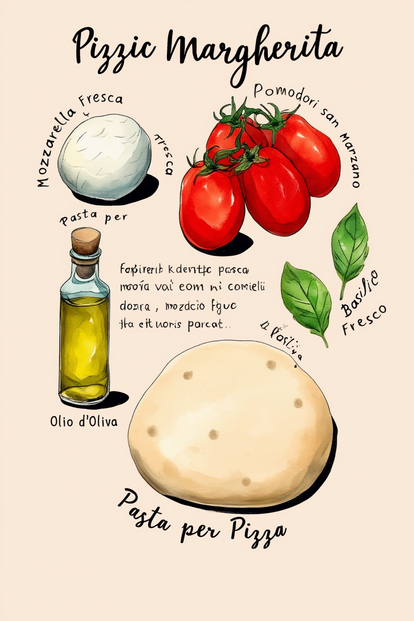 Set of 4 Kitchen Art Prints – Tiramisu, Pesto & Pizza – Culinary Wall Decor - Hakyarts