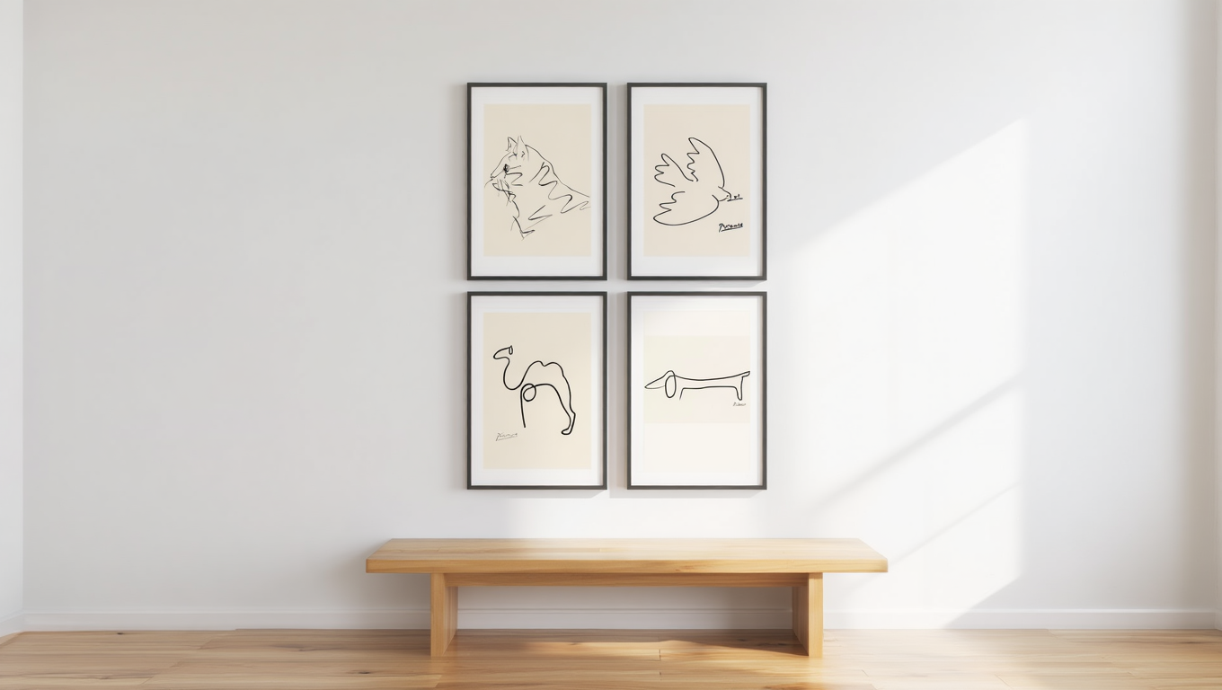 Picasso Line Art Animal Collection – Set of 4 Minimalist Prints
