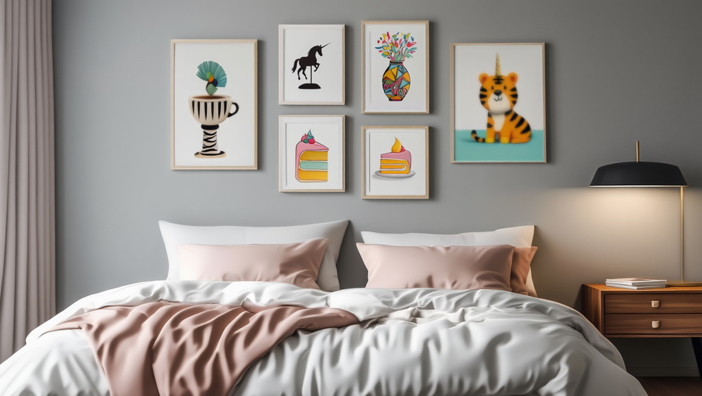 Abstract Cake Stand Mix – Dining Room Set of 5 Modern Prints