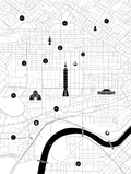 Affiche Plan de ville de Taipei – Art mural minimaliste noir et blanc