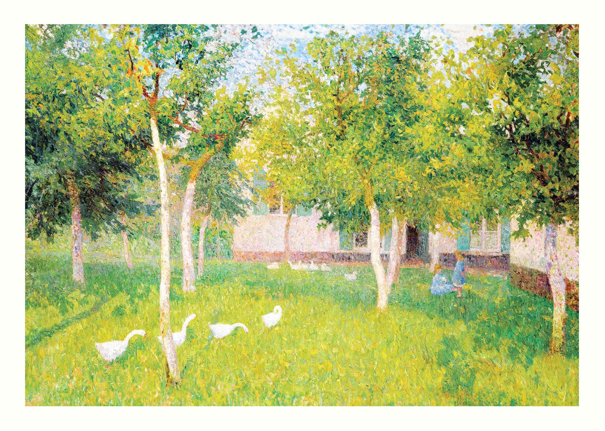 Oies Dans Un Jardin Avec Deux Enfants - Hakyarts