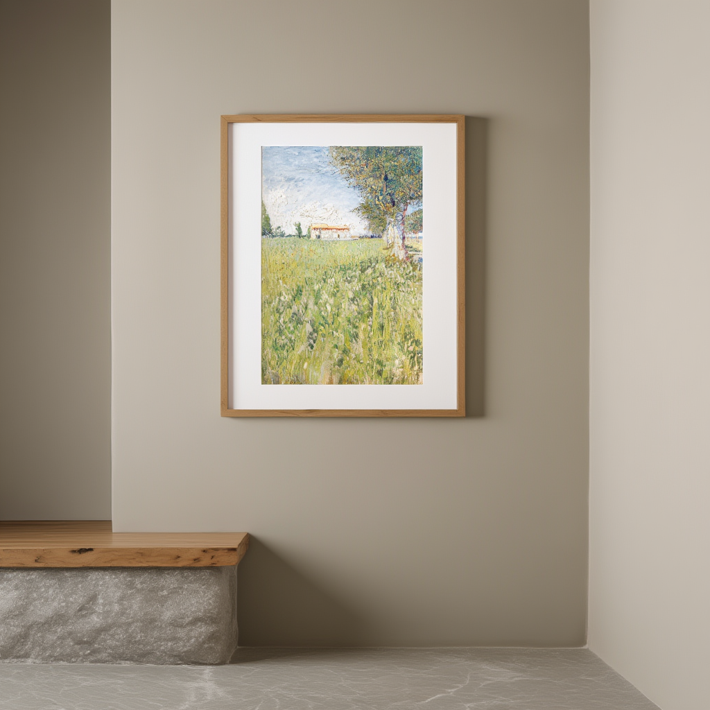 Vincent Van Gogh – Farmhouse in a Wheat Field | Vibrant Post-Impressionist Art Print