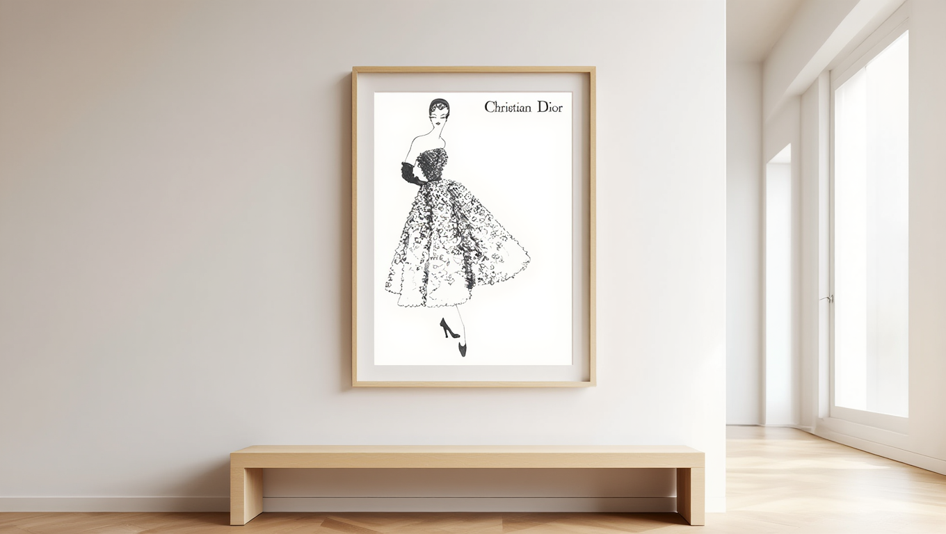 Vintage Dior Illustration Poster | Classic Fashion Art Print