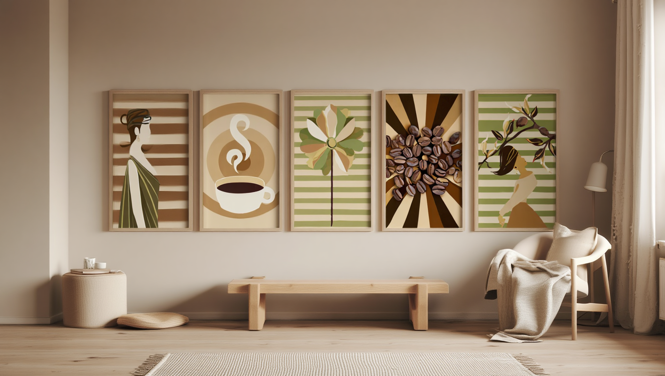 Modern Coffee & Vase Abstract Collection – Set of 5