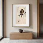 Goshawk on Snowy Branch – Ohara Koson Poster | Japanese Nature Art Print - Hakyarts