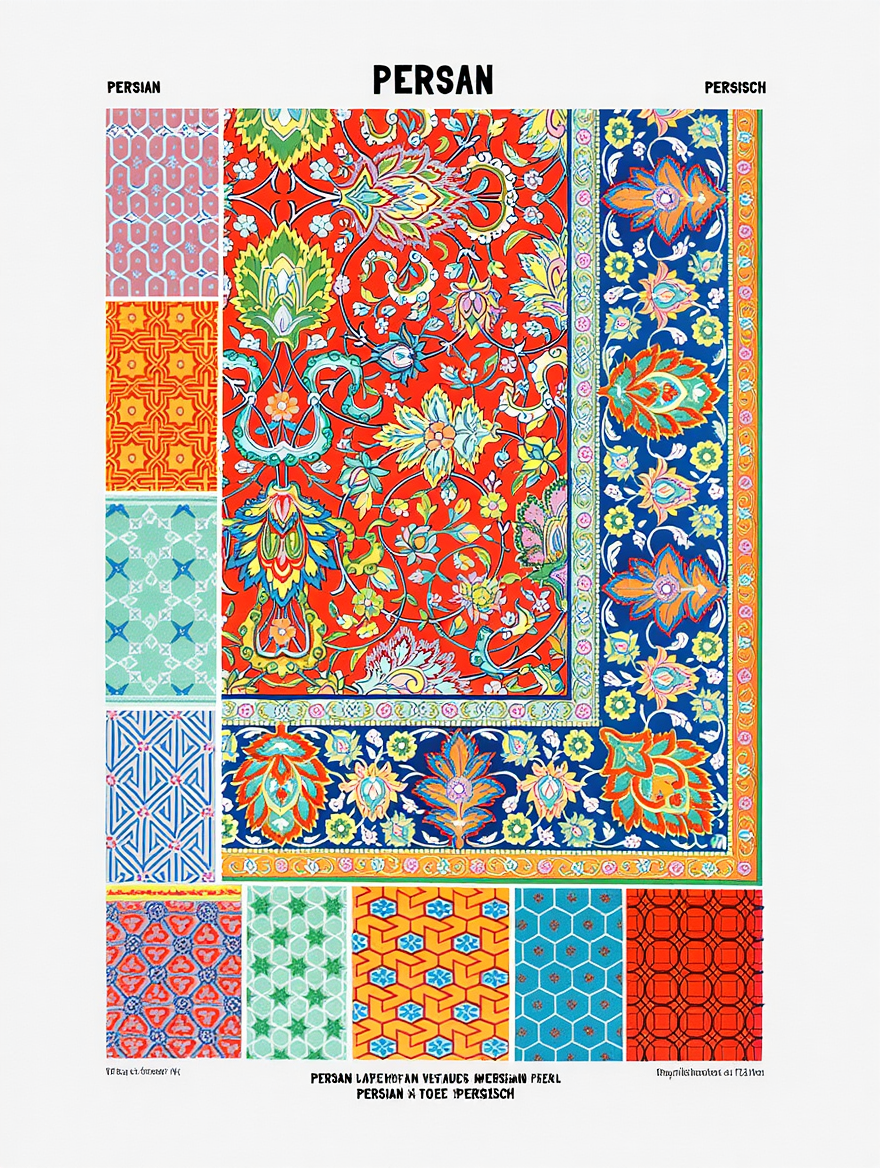 Auguste Racinet – Persan 4 Print – Vintage Historical Art Poster