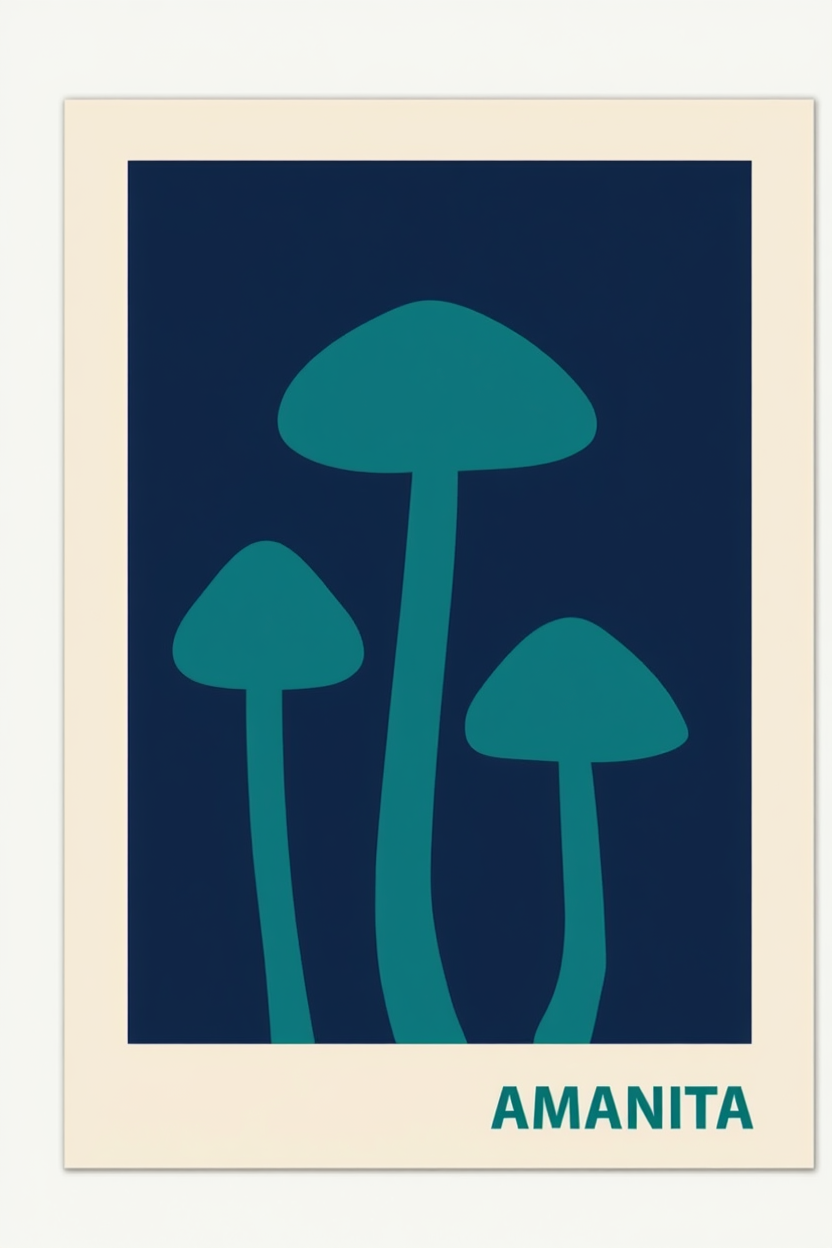 Amanita Mushroom – Minimalist Botanical Art Print for Contemporary Interiors