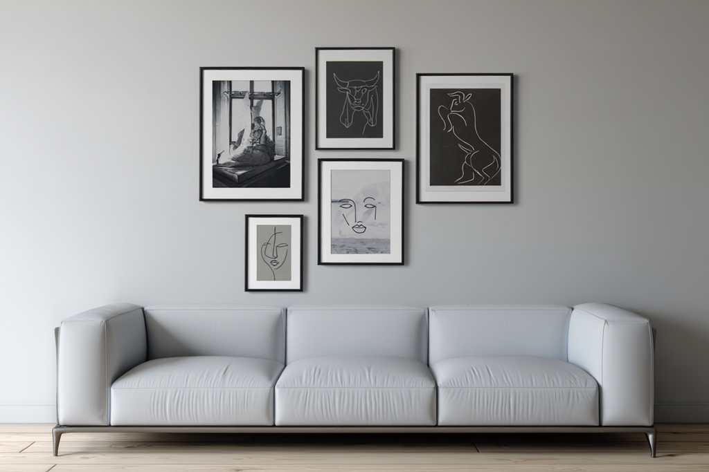 Abstract Lines & Shapes: 5 Black & White Monochrome Prints