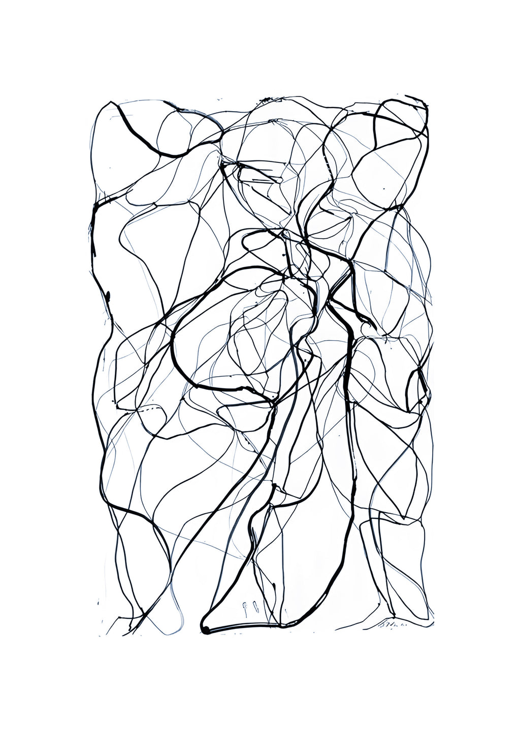 Linear Flow Abstract Face and Body Line Drawing