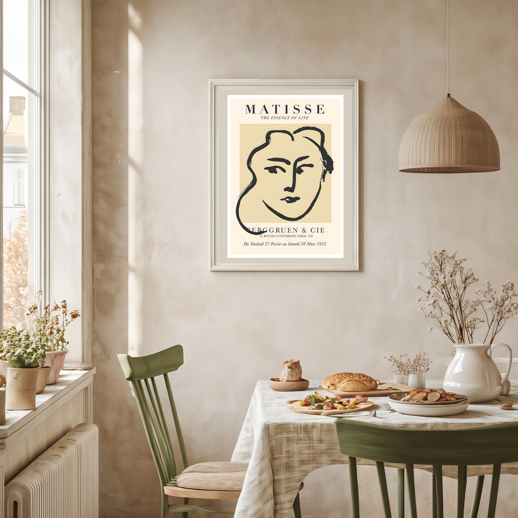 Modern line art poster in the style of Matisse for bedroom wall