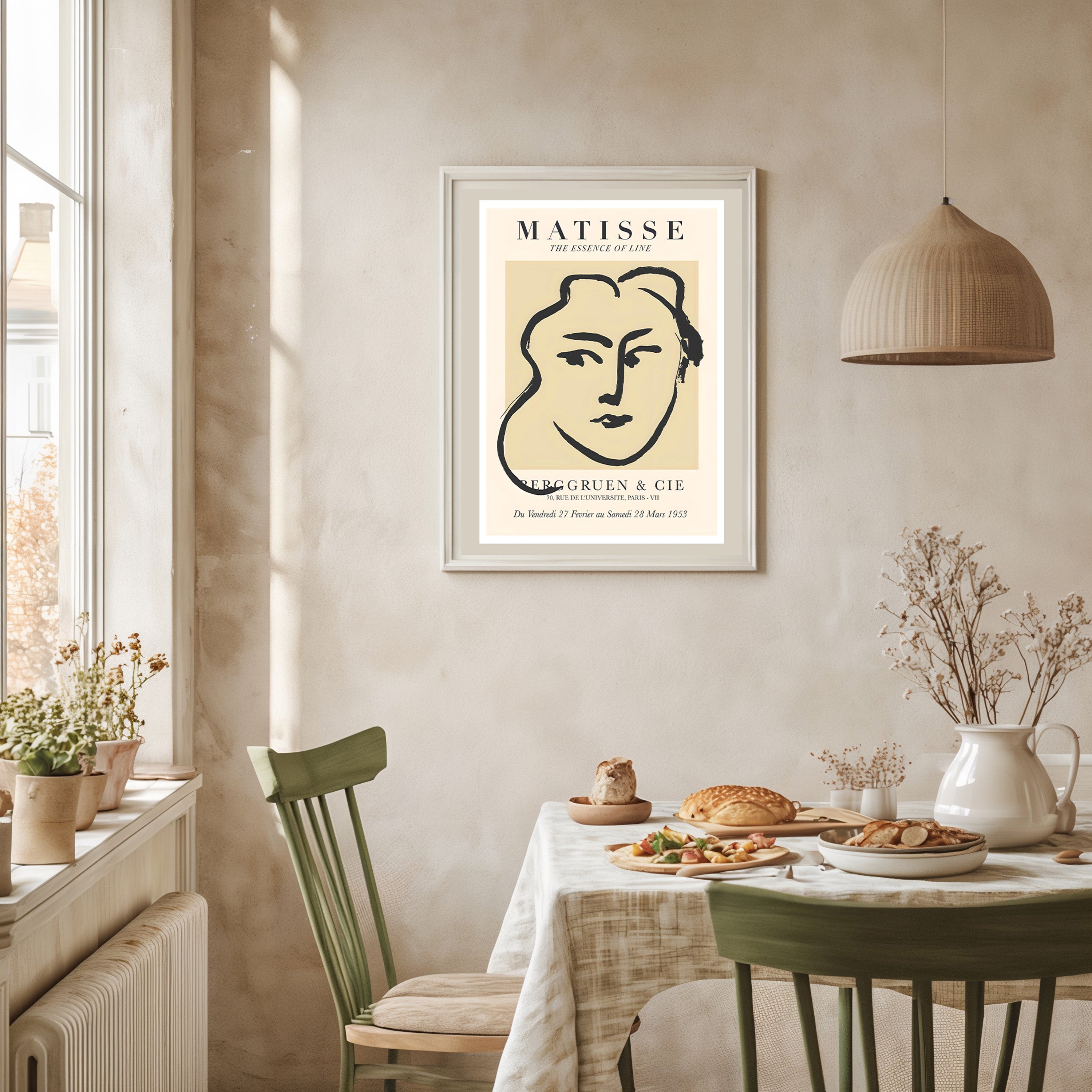 Modern line art poster in the style of Matisse for bedroom wall