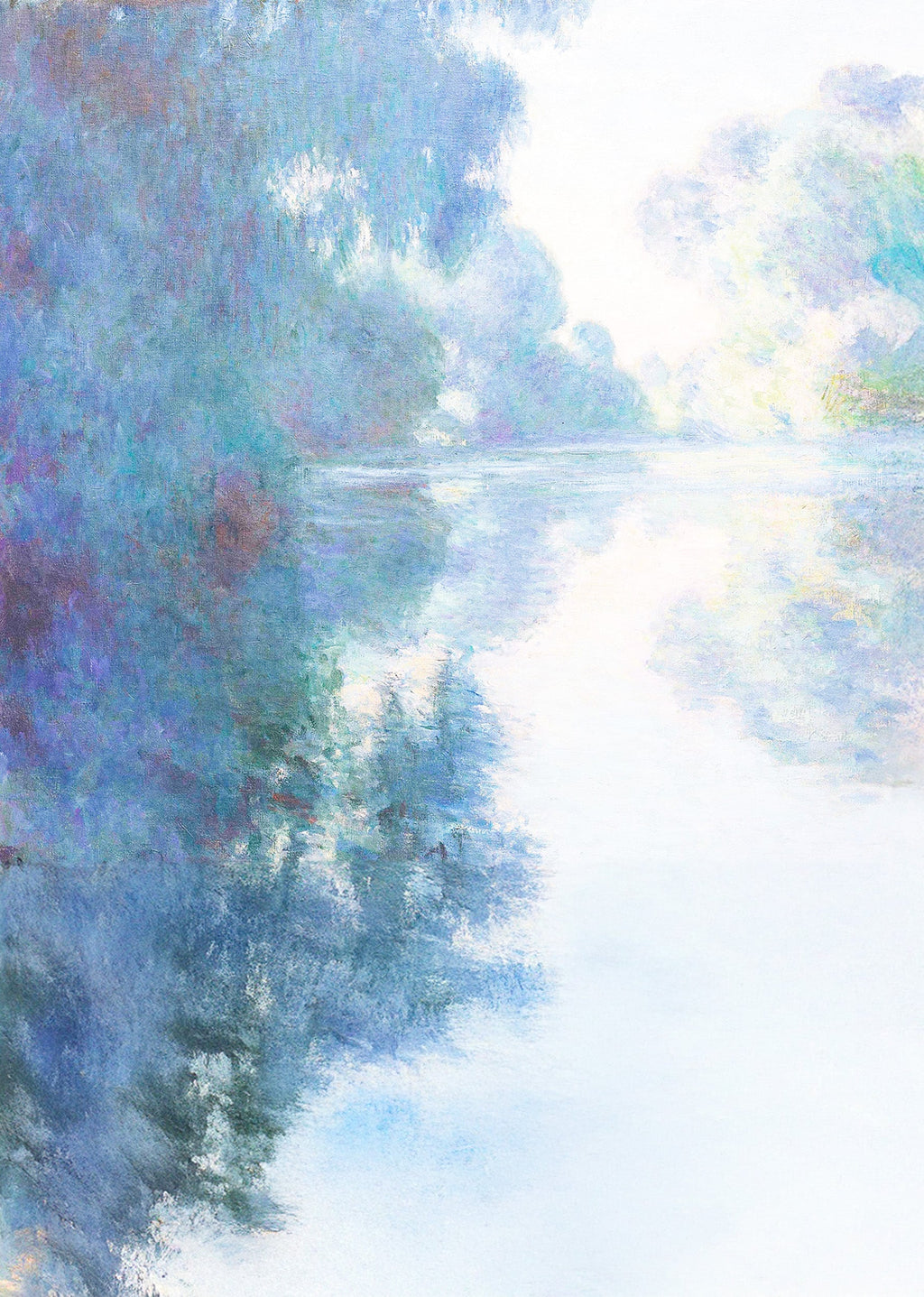 Set of 2 Wall Art Prints | Blue Ginkgo Leaves & Claude Monet Matinée sur la Seine