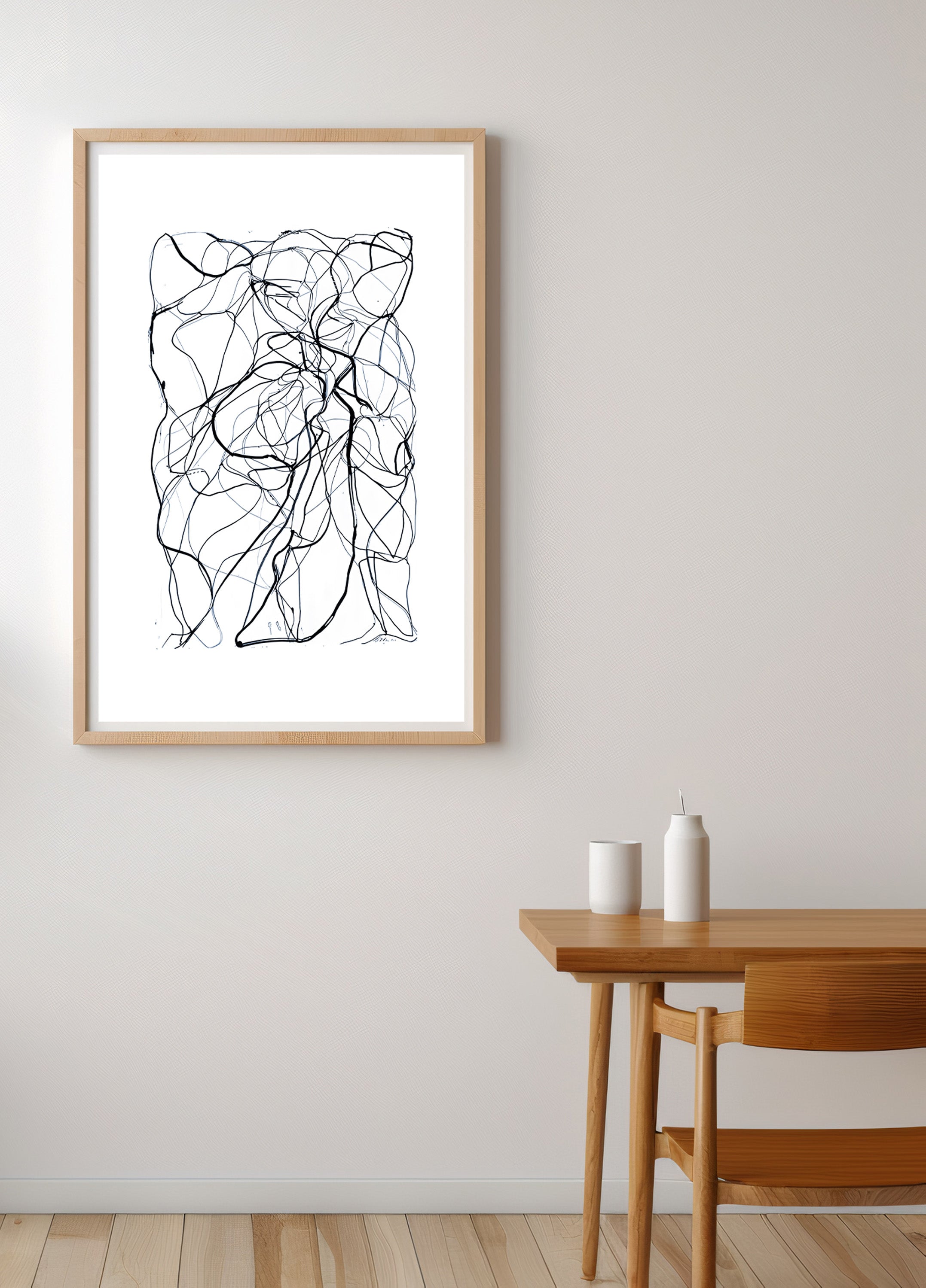 Linear Flow Abstract Face and Body Line Drawing