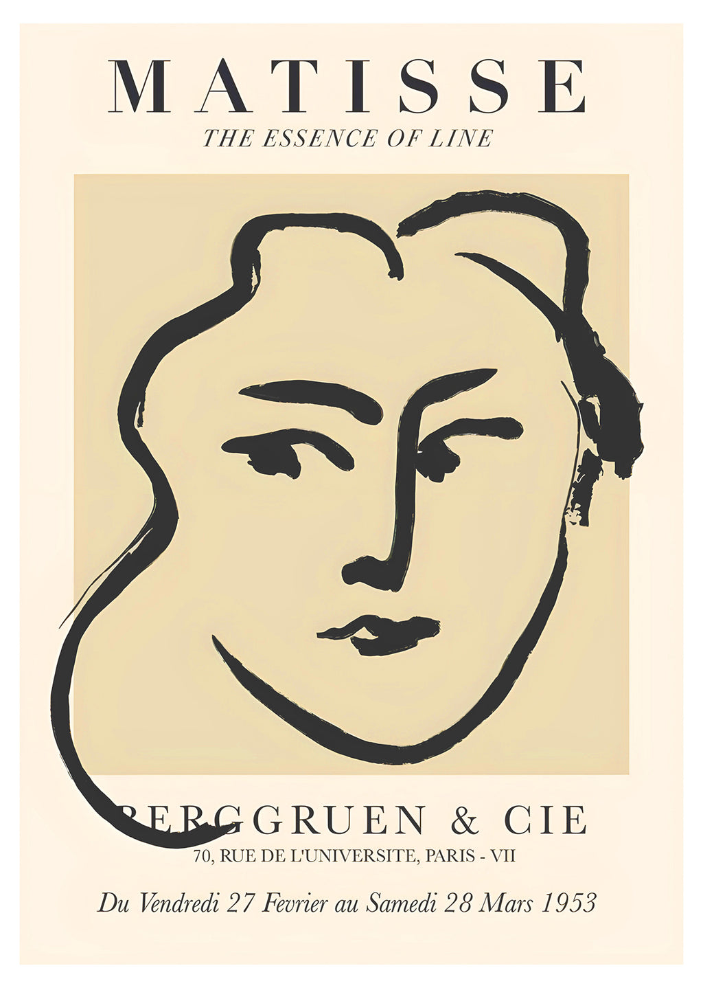 Matisse inspired modern face line art poster minimalist wall decor