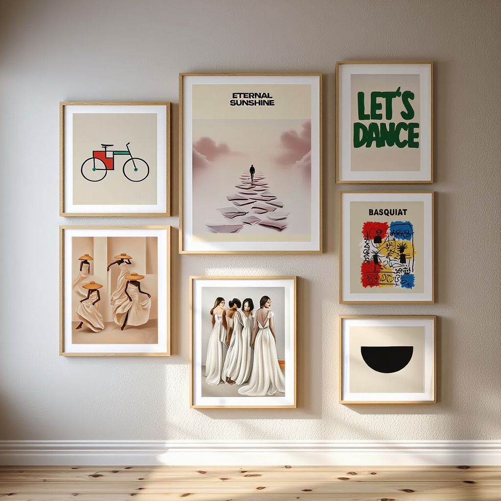 Scandinavian Neutral Gallery Wall – 6 Contemporary Art Prints