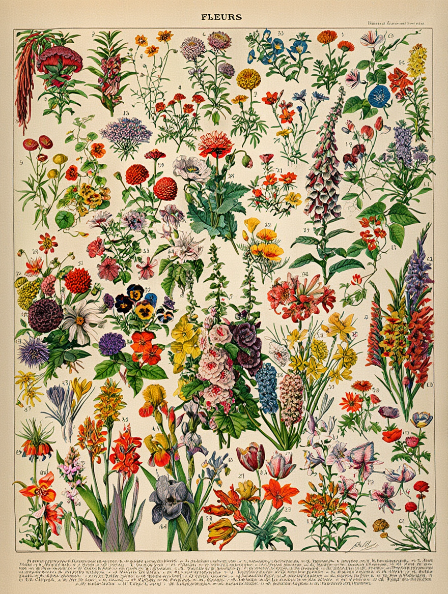 Adolphe Millot - Fleurs III Poster
