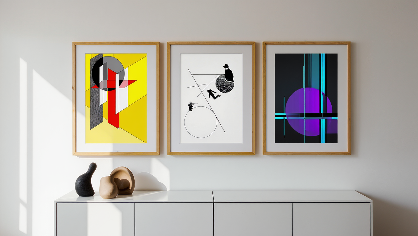László Moholy-Nagy – 3 Modernist Prints | Abstract Geometric Art Collection