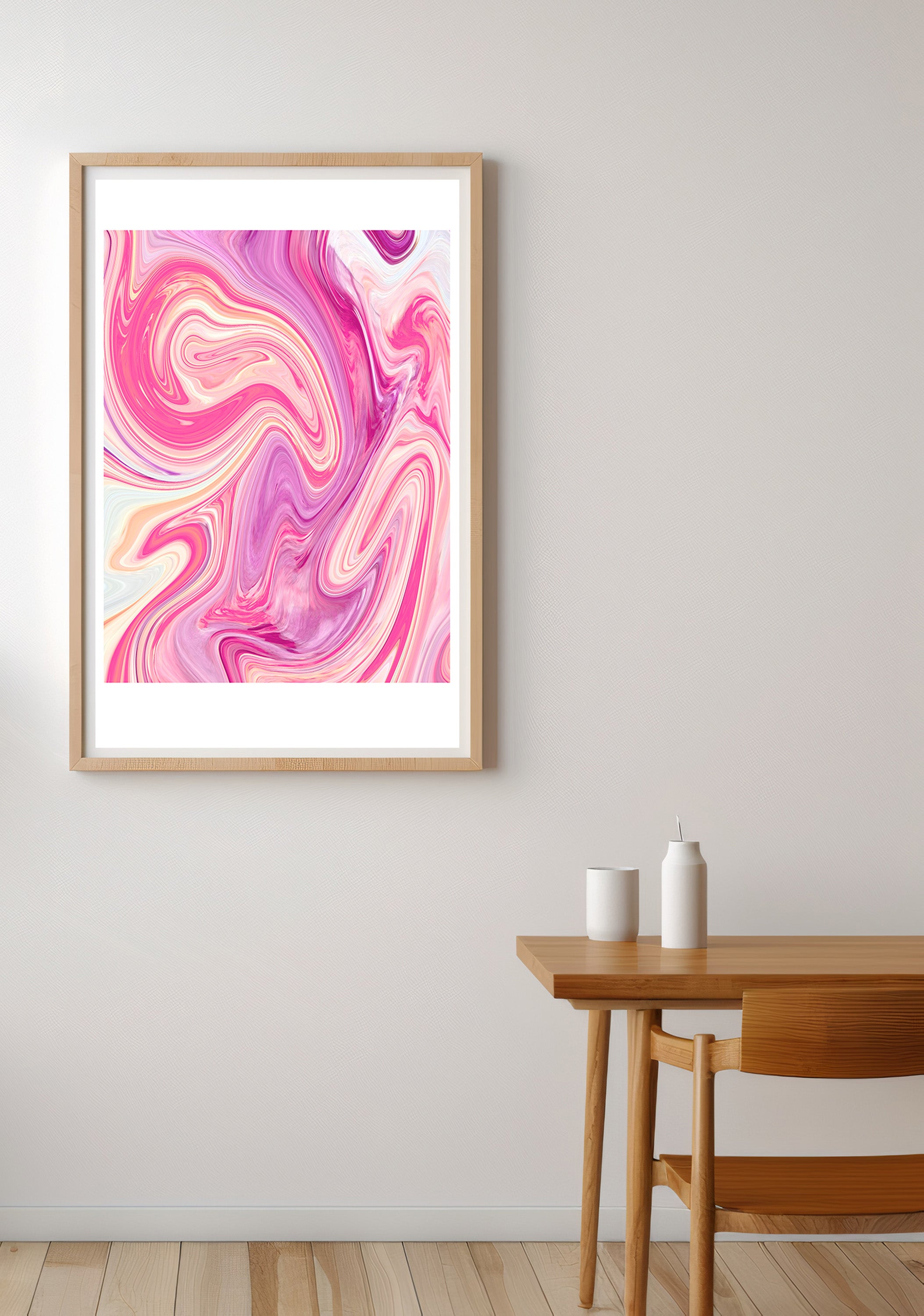 Hot Pink Swirl  Vibrant Abstract Wall Print