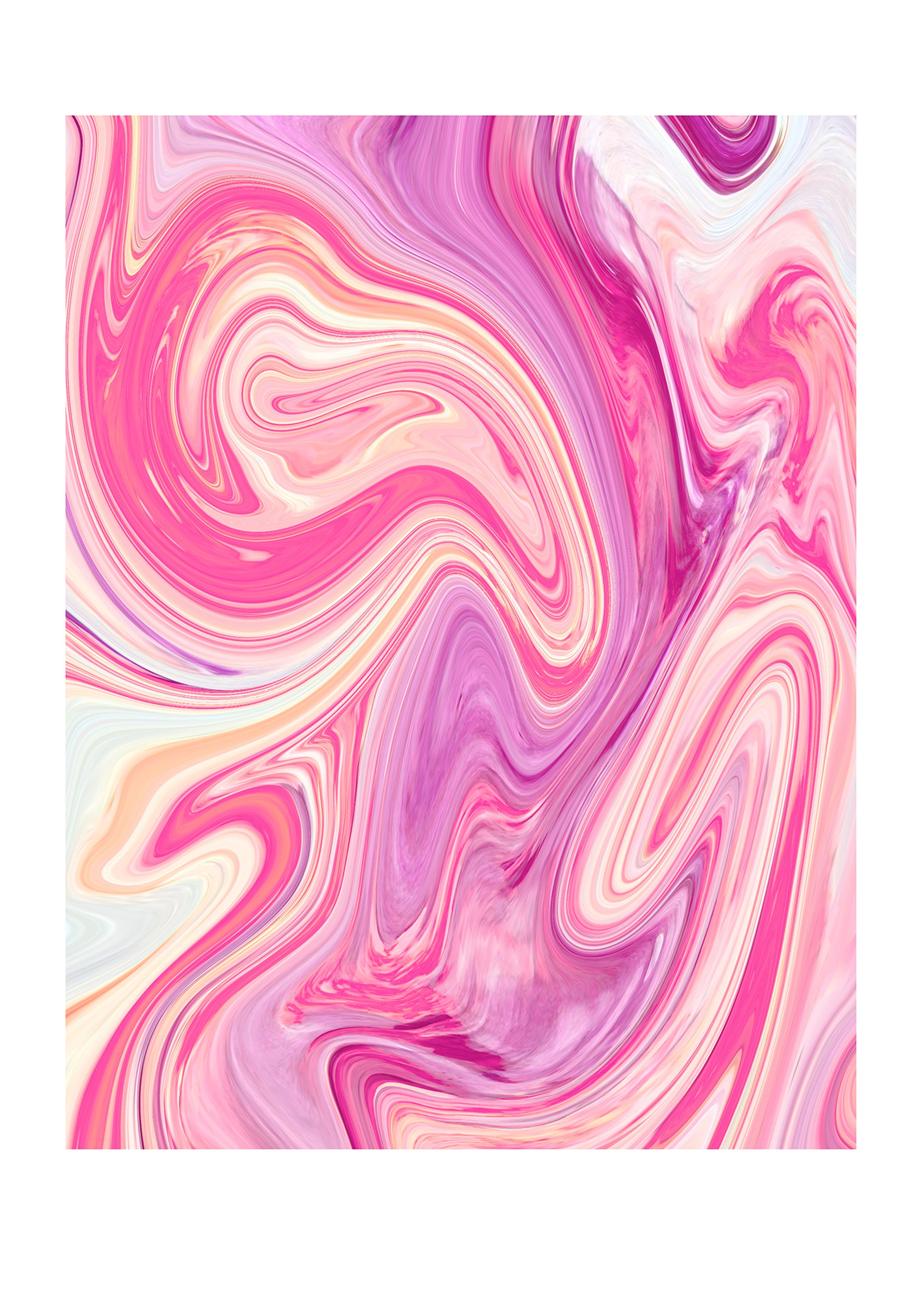 Set of 2 Deer Illustration & Hot Pink Swirl | Woodland Animal & Vibrant Abstract Wall Art Prints