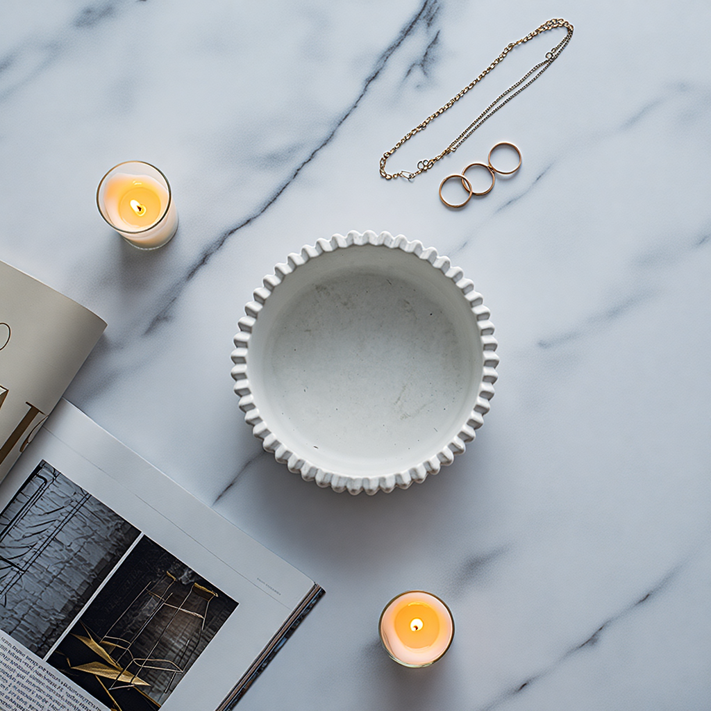 Minimalist Short Striped  Storage Box – White Cream  Home Decor