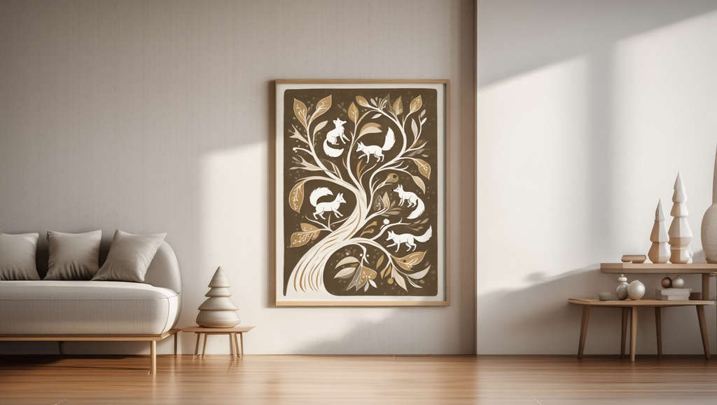 Foxes in the Tree – Folk Art Single Print