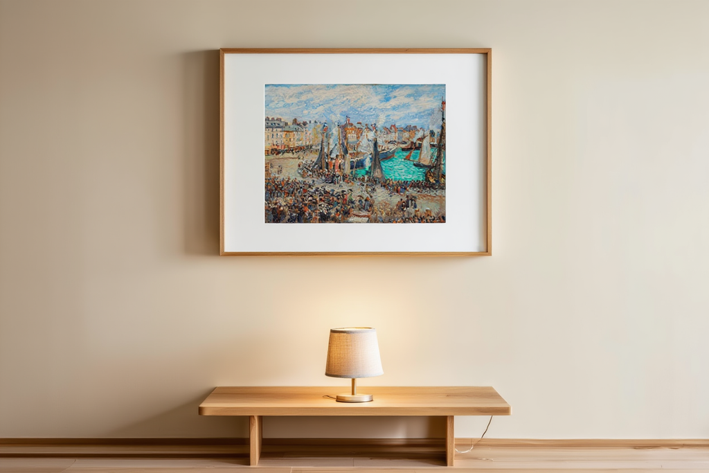 Camille Pissarro - The Fish Market in Dieppe, Gray Weather, Morning