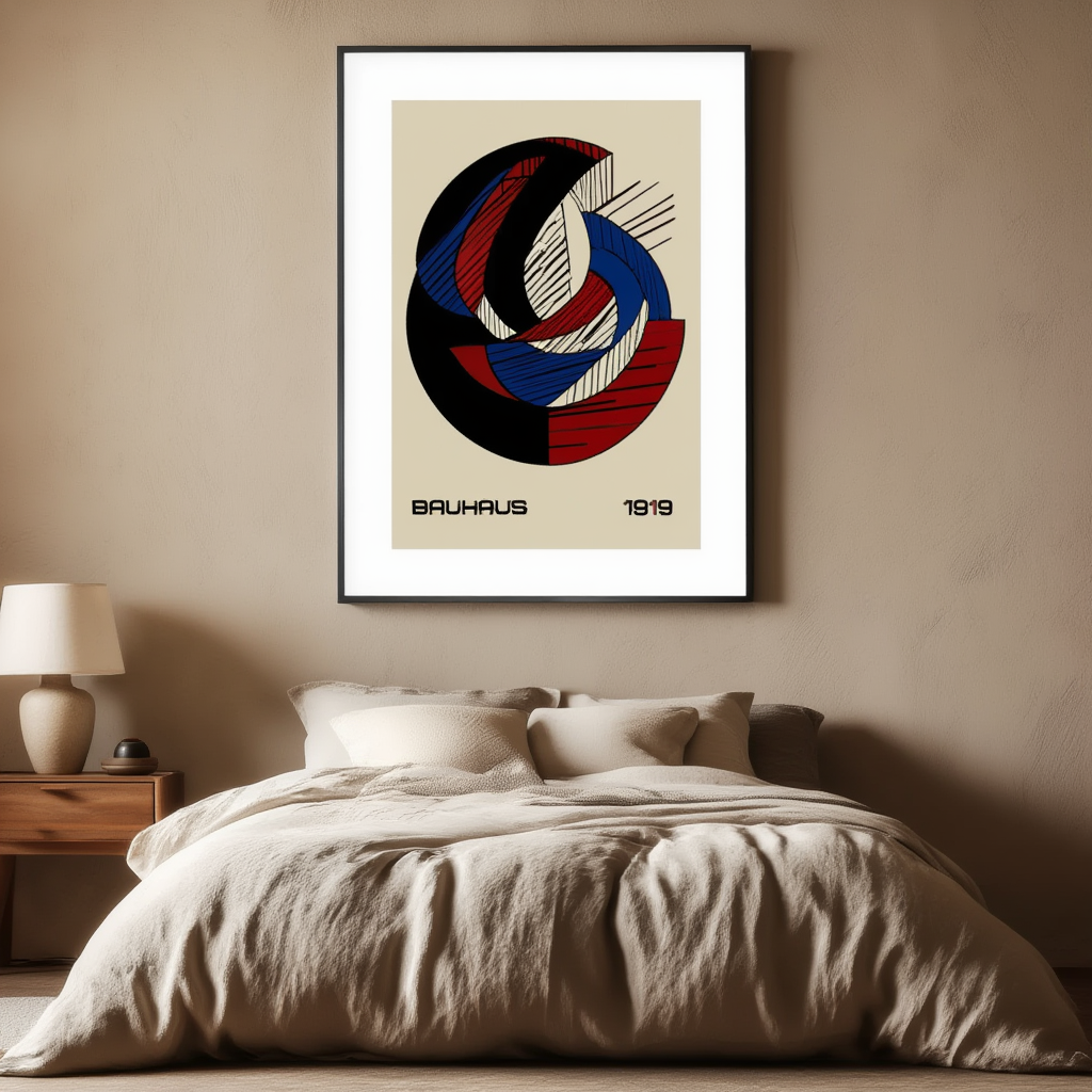 Bauhaus Geometric Round Circle – Minimalist Abstract Art Print