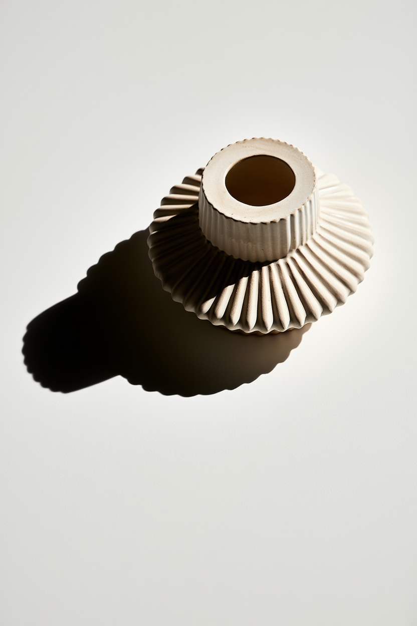 Minimalist Striped Candle Holder – White Cream Home Decor