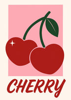 Cherry Pop-plakat – Livlig frugtvægkunst til køkken- og stueindretning